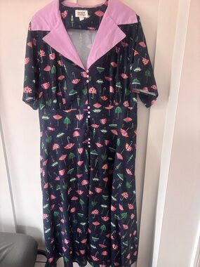 Statement Umbrella Print Midi Dress| Unique Vintage| Size 2XL/18 | NWOT